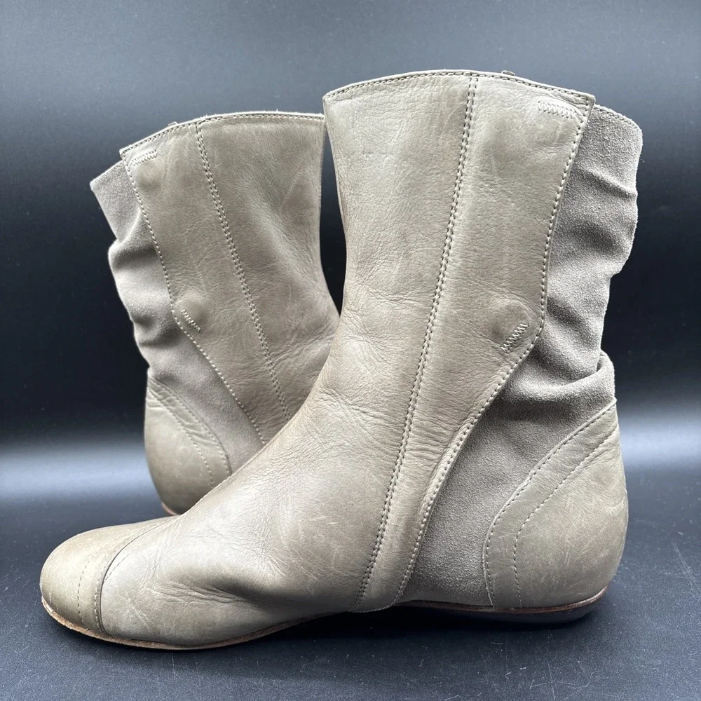 Vtg Patagonia Boots Women's Size 8.5 Bandha Dark Burlap Leather Ankle Flat Boots